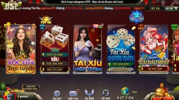 Các Trò Chơi Hấp Dẫn Tại B52 Club